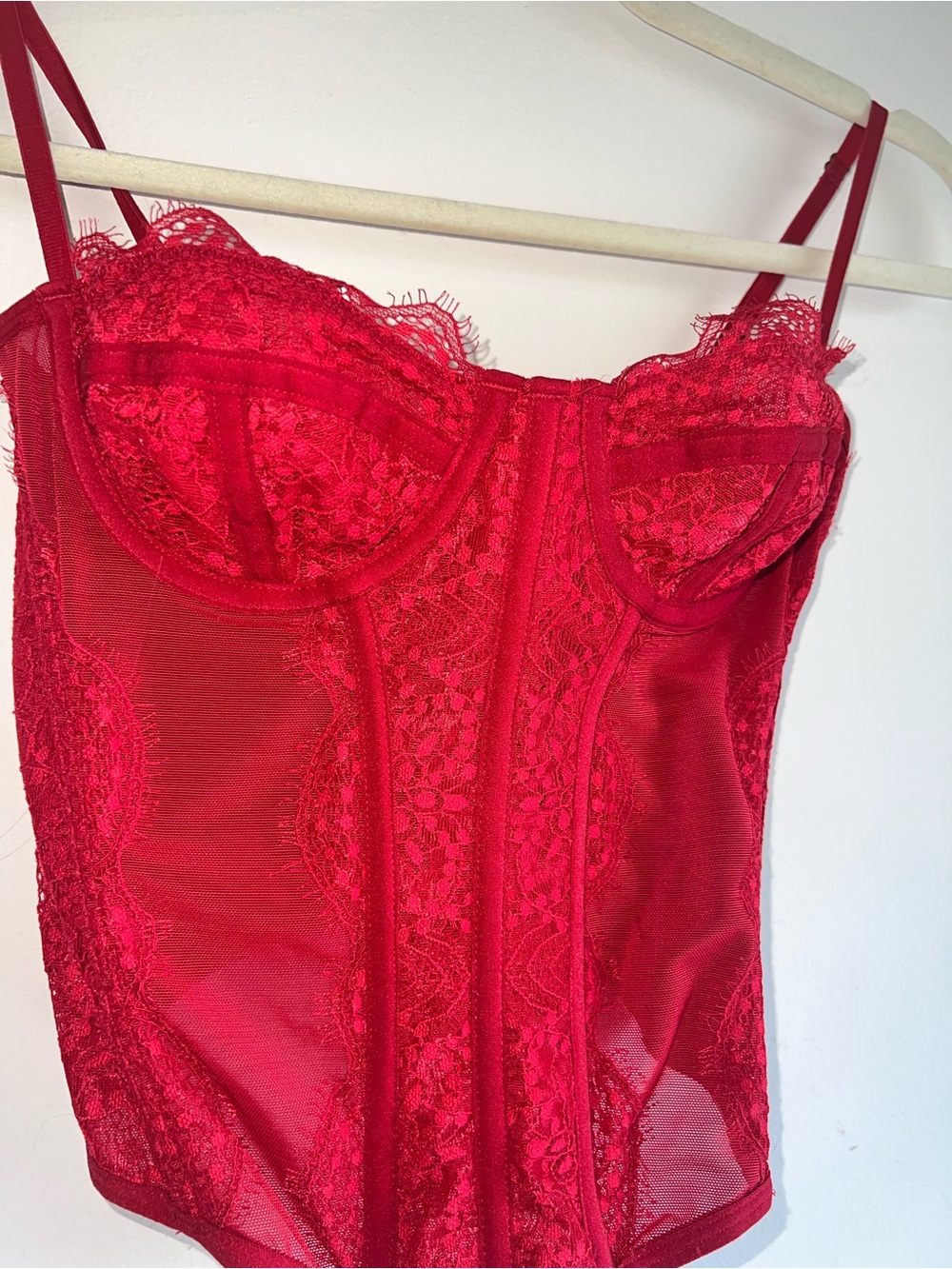 Red Lace Bustier Corset Top